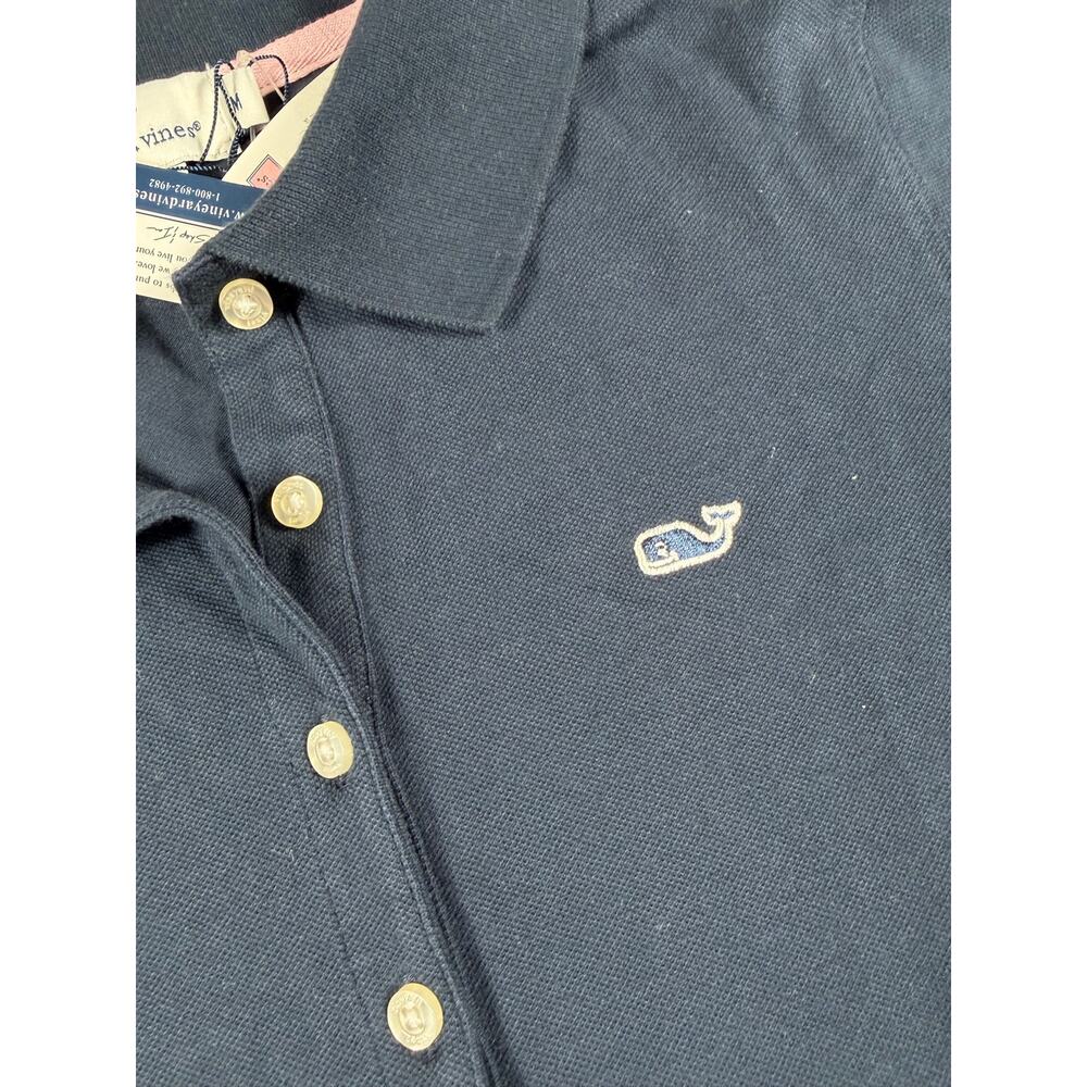 NEW Vineyard Vines Women’s Shoreline Polo Shirt Navy Short Sleeve Size Medium - Picture 6 of 9